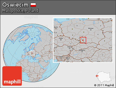 Gray Location Map of Oswiecim
