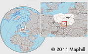 Gray Location Map of Oswiecim, highlighted country, within the entire country