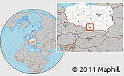 Gray Location Map of Oswiecim, highlighted country