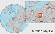 Gray Location Map of Oswiecim, highlighted parent region, within the entire country