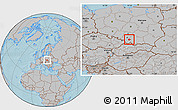 Gray Location Map of Oswiecim, hill shading