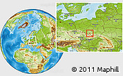 Physical Location Map of Oswiecim, within the entire country
