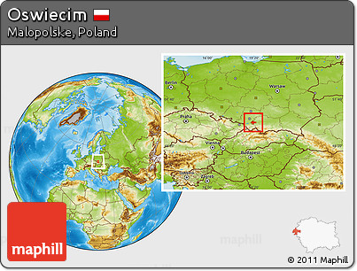 Physical Location Map of Oswiecim