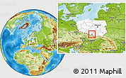 Physical Location Map of Oswiecim, highlighted country, within the entire country