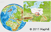 Physical Location Map of Oswiecim, highlighted country, highlighted parent region, within the entire country