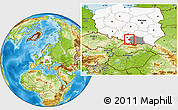 Physical Location Map of Oswiecim, highlighted country, highlighted parent region