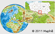 Physical Location Map of Oswiecim, highlighted country