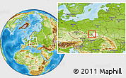 Physical Location Map of Oswiecim, highlighted parent region, within the entire country