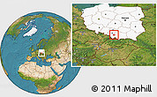 Satellite Location Map of Oswiecim, highlighted country