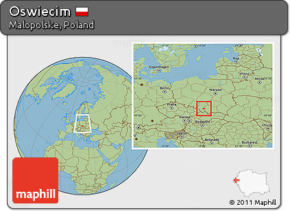 Savanna Style Location Map of Oswiecim, within the entire country