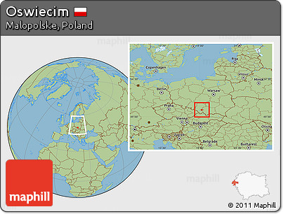 Savanna Style Location Map of Oswiecim, within the entire country