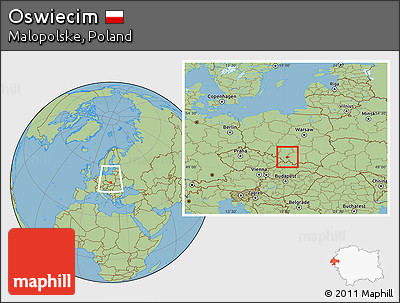 Savanna Style Location Map of Oswiecim, within the entire country