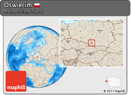 Shaded Relief Location Map of Oswiecim