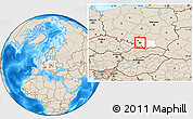 Shaded Relief Location Map of Oswiecim, highlighted parent region