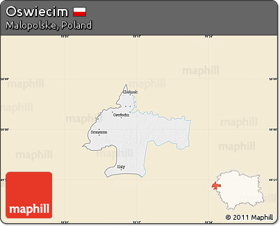 Classic Style Map of Oswiecim, single color outside