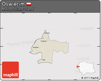 Shaded Relief Map of Oswiecim, cropped outside