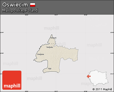 Shaded Relief Map of Oswiecim, cropped outside