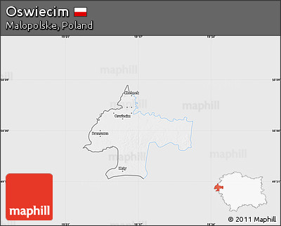 Silver Style Map of Oswiecim, single color outside