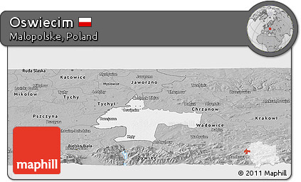 Gray Panoramic Map of Oswiecim