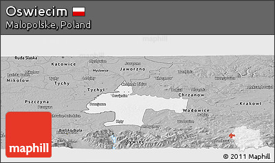 Gray Panoramic Map of Oswiecim