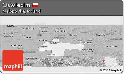 Gray Panoramic Map of Oswiecim