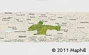 Satellite Panoramic Map of Oswiecim, shaded relief outside