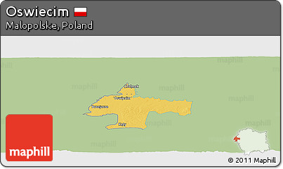 Savanna Style Panoramic Map of Oswiecim, single color outside
