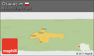 Savanna Style Panoramic Map of Oswiecim, single color outside