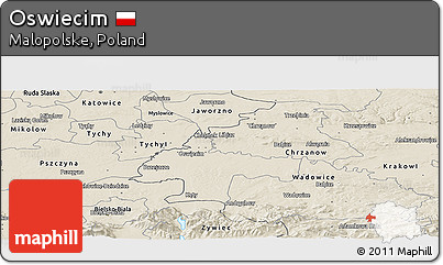 Shaded Relief Panoramic Map of Oswiecim