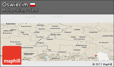 Shaded Relief Panoramic Map of Oswiecim