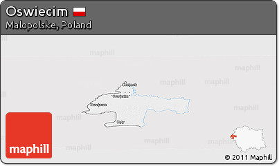 Silver Style Panoramic Map of Oswiecim, single color outside