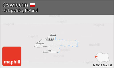 Silver Style Panoramic Map of Oswiecim, single color outside