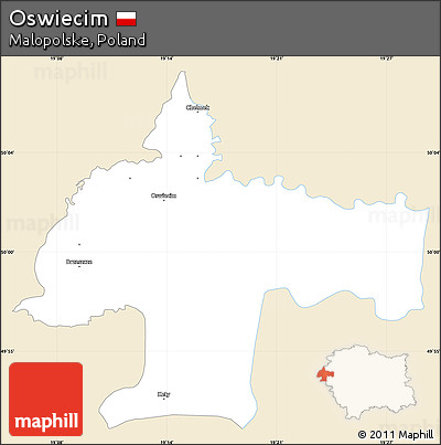 Classic Style Simple Map of Oswiecim, single color outside
