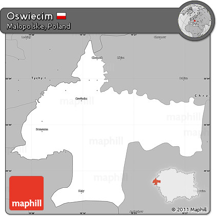 Gray Simple Map of Oswiecim