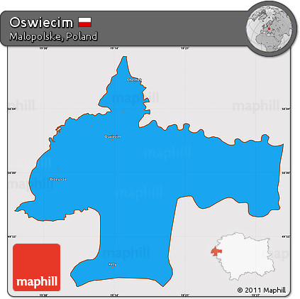 Political Simple Map of Oswiecim, cropped outside