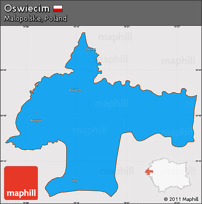Political Simple Map of Oswiecim, cropped outside