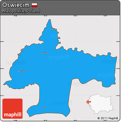 Political Simple Map of Oswiecim, cropped outside