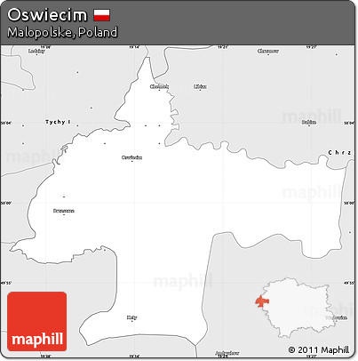 Silver Style Simple Map of Oswiecim