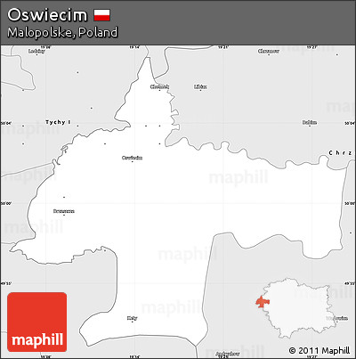 Silver Style Simple Map of Oswiecim