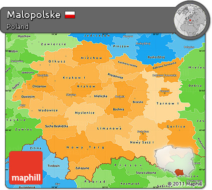 Political Shades Simple Map of Malopolske