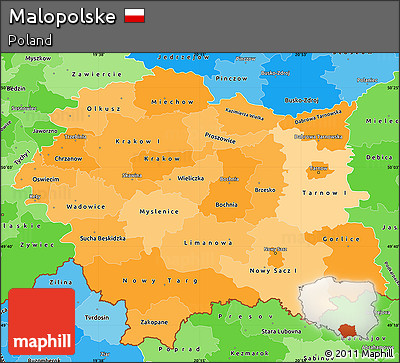 Political Shades Simple Map of Malopolske