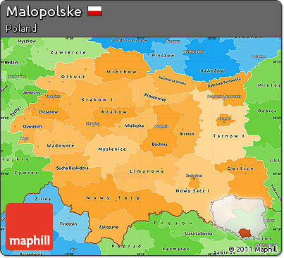 Political Shades Simple Map of Malopolske
