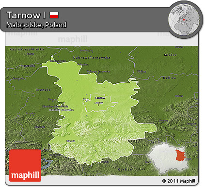 Physical 3D Map of Tarnow I, darken