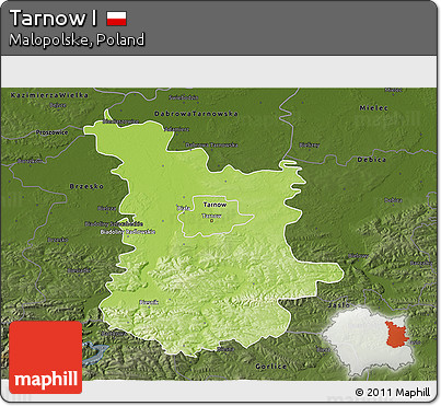 Physical 3D Map of Tarnow I, darken