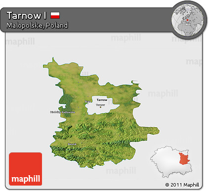 Satellite 3D Map of Tarnow I, single color outside