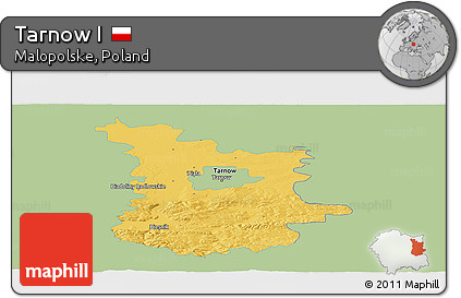 Savanna Style Panoramic Map of Tarnow I, single color outside