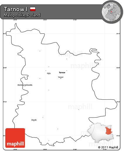Blank Simple Map of Tarnow I, cropped outside