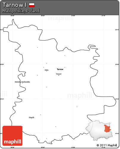 Blank Simple Map of Tarnow I, cropped outside