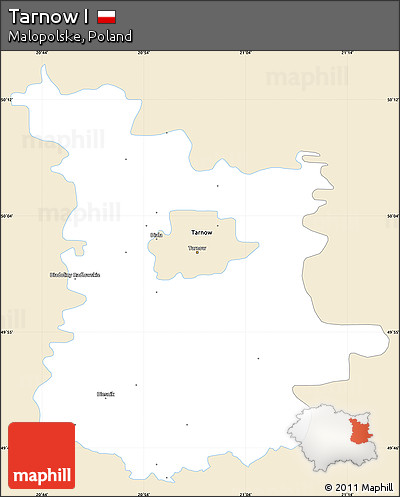 Classic Style Simple Map of Tarnow I, single color outside