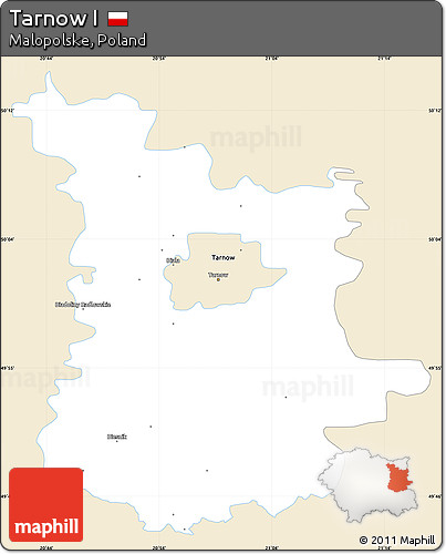 Classic Style Simple Map of Tarnow I, single color outside